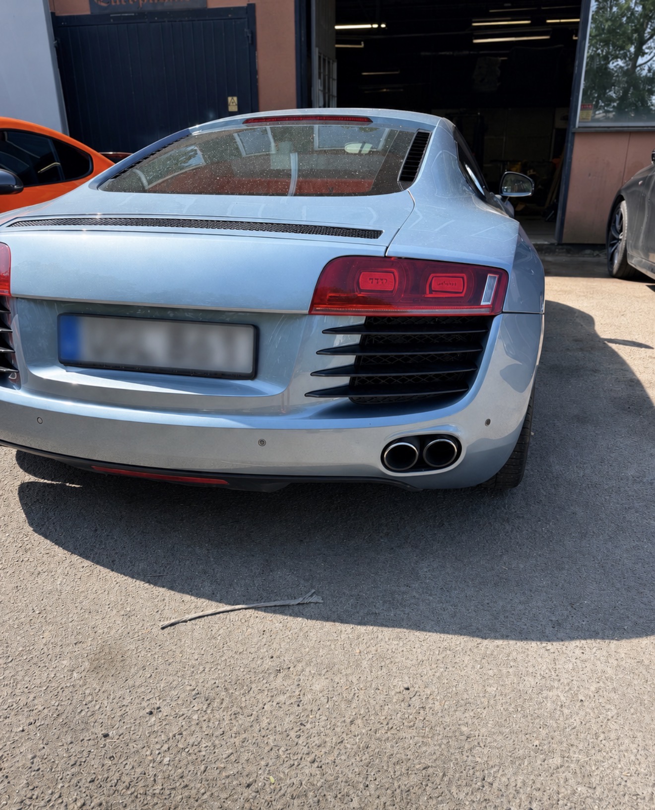 Silver Audi R8 rear